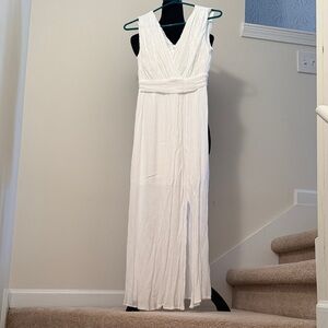 New York & Company White Sleeveless V-Neck Maxi Dress